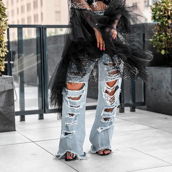 loose hole jeans pants for women plus size baggy high waist denim pant street capris female wide leg casual trousers pantalones, Blue
loose hole jeans pants for women plus size baggy high waist denim pant street capris female wide leg casual trousers pantalones, Blue