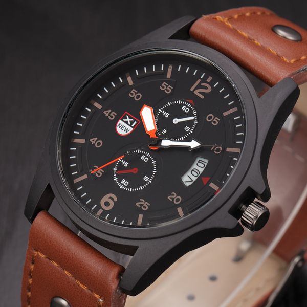 classic men watch men's waterproof date leather strap sport quartz army watch male wrist party decoration fashion, Slivery;brown
classic men watch men's waterproof date leather strap sport quartz army watch male wrist party decoration fashion, Slivery;brown