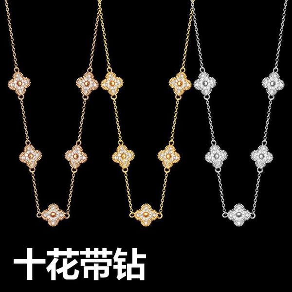 designer luxury goods factory price wholesale vc letter ten flowers full diamond necklace yajin lady ten flowers four leaves, Silver
designer luxury goods factory price wholesale vc letter ten flowers full diamond necklace yajin lady ten flowers four leaves, Silver