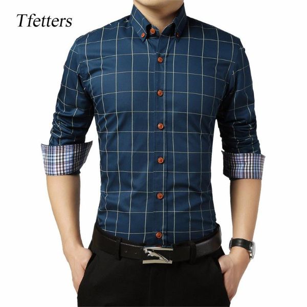 tfetters brand classic plaid men shirt long sleeve casual shirt turn down collar plus size social clothes for men, White;black
tfetters brand classic plaid men shirt long sleeve casual shirt turn down collar plus size social clothes for men, White;black