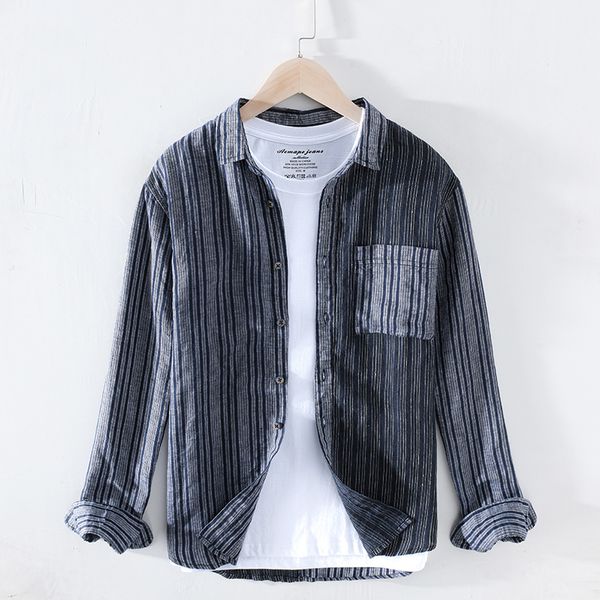 2020 casual shirts men slim fit vintage 100% pure linen striped shirt male long sleeve man clothing y2566, White;black
2020 casual shirts men slim fit vintage 100% pure linen striped shirt male long sleeve man clothing y2566, White;black