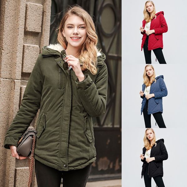 women's jacket casual long sleeve warm hooded coat female slim winter fleece outwear jacket windproof outwear 2019.9.9, Black
women's jacket casual long sleeve warm hooded coat female slim winter fleece outwear jacket windproof outwear 2019.9.9, Black