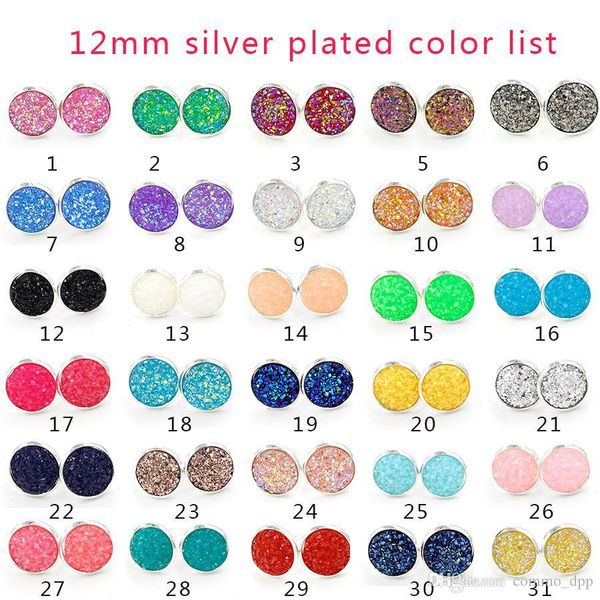 30 colors 12mm round druzy stone stud earrings natural drusy stone silver plated earrings for women & ladies fashion jewelry gift, Golden;silver
30 colors 12mm round druzy stone stud earrings natural drusy stone silver plated earrings for women & ladies fashion jewelry gift, Golden;silver
