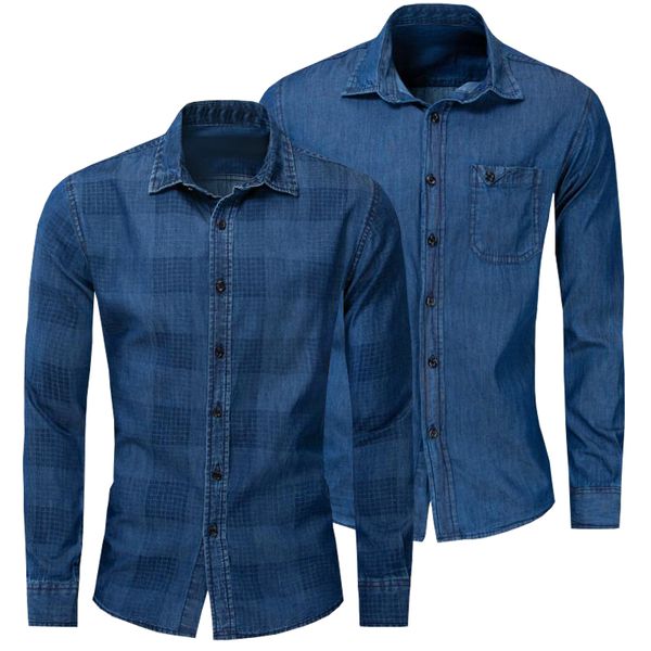 new shirt business casual autumn long sleeve men shirts brand 100% cotton denim shirt men plus size chemise homme, White;black
new shirt business casual autumn long sleeve men shirts brand 100% cotton denim shirt men plus size chemise homme, White;black