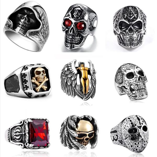 gothic punk mens stainless steel ring vintage hip hop skull rings for men steampunk jewelry accessories, Silver
gothic punk mens stainless steel ring vintage hip hop skull rings for men steampunk jewelry accessories, Silver