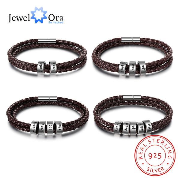 jewelora 925 sterling silver personalized men bracelet with custom beads brown leather charms bracelet jewelry gift for family, Black
jewelora 925 sterling silver personalized men bracelet with custom beads brown leather charms bracelet jewelry gift for family, Black