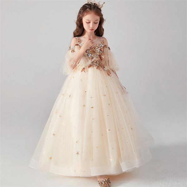 children girls high-grade appliques design birthday wedding party princess fluffy dress kids baby model catwalk costumes dress, Red;yellow
children girls high-grade appliques design birthday wedding party princess fluffy dress kids baby model catwalk costumes dress, Red;yellow