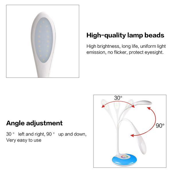 led table lamp with adjustable gooseneck rechargeable eye protection with usb interface and touch control suitable for children and family
led table lamp with adjustable gooseneck rechargeable eye protection with usb interface and touch control suitable for children and family
