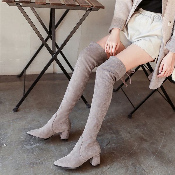 2019 autumn women over the knee suede boots female long block 6cm high heels boots lady luxury winter warm thigh chunky shoes, Black
2019 autumn women over the knee suede boots female long block 6cm high heels boots lady luxury winter warm thigh chunky shoes, Black