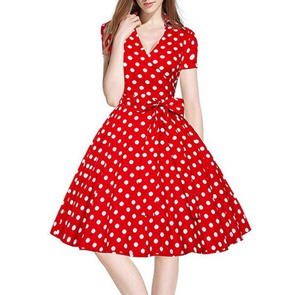 Fashion Women's Dress Polyester Retro Print Hepburn Style Polka Dot Polka Tank V-Neck Waist Mini Dress Vestidos de fiesta
Fashion Women's Dress Polyester Retro Print Hepburn Style Polka Dot Polka Tank V-Neck Waist Mini Dress Vestidos de fiesta