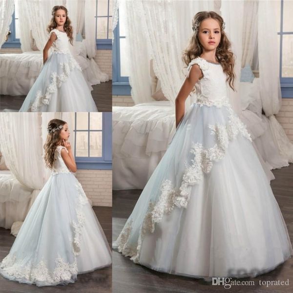 elegant baby blue and white flower girl for toddlers lace appliques crew tulle pretty pageant dresses party celebrity dress custom made, White;red
elegant baby blue and white flower girl for toddlers lace appliques crew tulle pretty pageant dresses party celebrity dress custom made, White;red