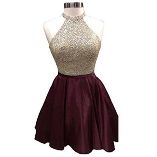 chic high neck sleeveless dark purple prom dresses major beading short dresses for homecoming open back a-line dresses with beads, Blue;pink
chic high neck sleeveless dark purple prom dresses major beading short dresses for homecoming open back a-line dresses with beads, Blue;pink