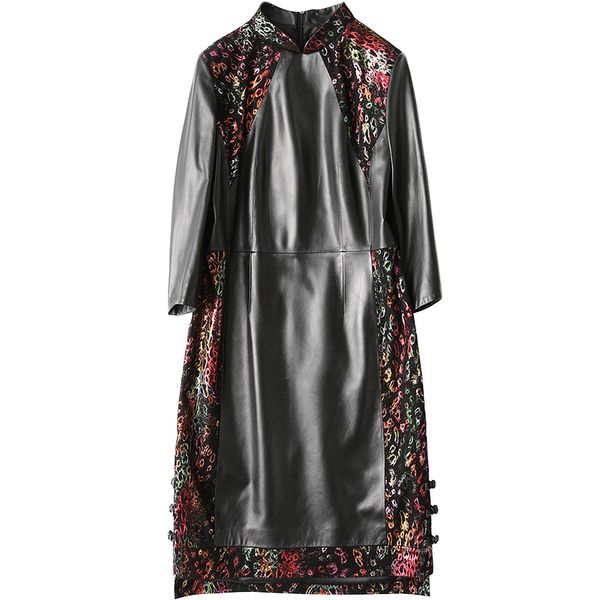 real genuine leather jacket sheepskin coat female jacket spring autumn women korean vintage print cheongsam coats zt1686, Black
real genuine leather jacket sheepskin coat female jacket spring autumn women korean vintage print cheongsam coats zt1686, Black