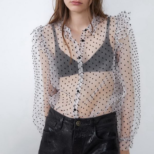 сексуальные женщины блуза весна 2020 новая мода polka dot печати просвечивать рубашки, White
сексуальные женщины блуза весна 2020 новая мода polka dot печати просвечивать рубашки, White
