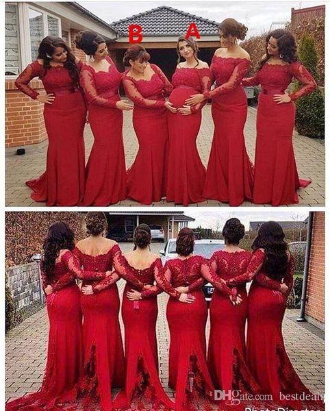 2020 plus size dark red mermaid bridesmaid dresses lace long sleeve wedding guest gown pregnant wear robes de demoiselle d'honneur, White;pink
2020 plus size dark red mermaid bridesmaid dresses lace long sleeve wedding guest gown pregnant wear robes de demoiselle d'honneur, White;pink