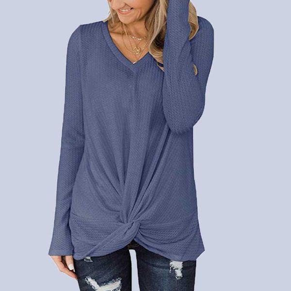 2019 autumn new european and american women's explosion models v-neck long-sleeved twisted t-shirt shirt sweater, Black
2019 autumn new european and american women's explosion models v-neck long-sleeved twisted t-shirt shirt sweater, Black