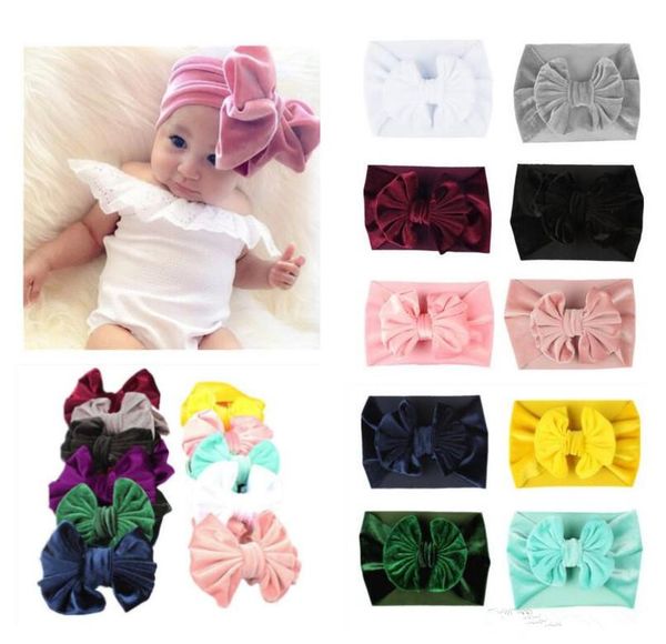new christmas toddler princess big bow headbands infant baby girls velvet hairbands 2018 babies stretchy hair accessories, Slivery;white