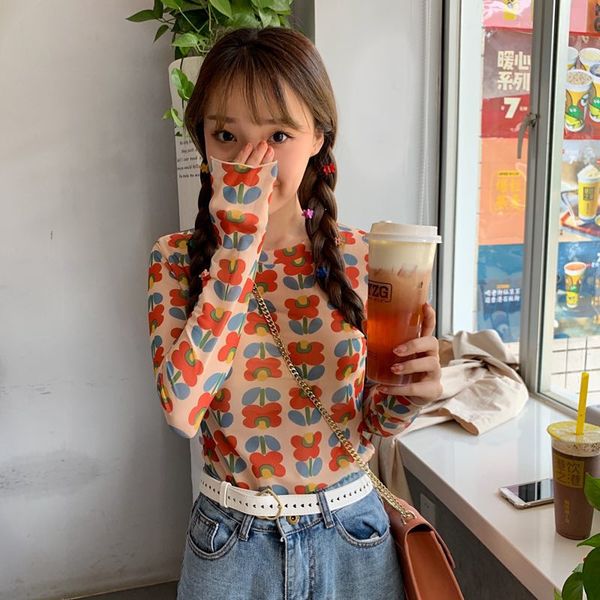 2019 fashion flower print women t-shirt long-sleeved tight slim t-shirt tight-fitting round neck harajuku graphic tees, White
2019 fashion flower print women t-shirt long-sleeved tight slim t-shirt tight-fitting round neck harajuku graphic tees, White