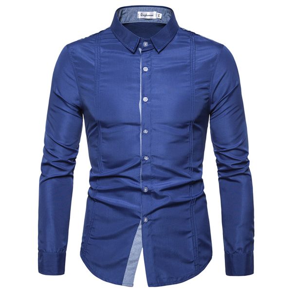 men shirt slim fit striped splicing button up street turn-down collar long sleeve blouse camisas hombre koszula hawajska, White;black
men shirt slim fit striped splicing button up street turn-down collar long sleeve blouse camisas hombre koszula hawajska, White;black