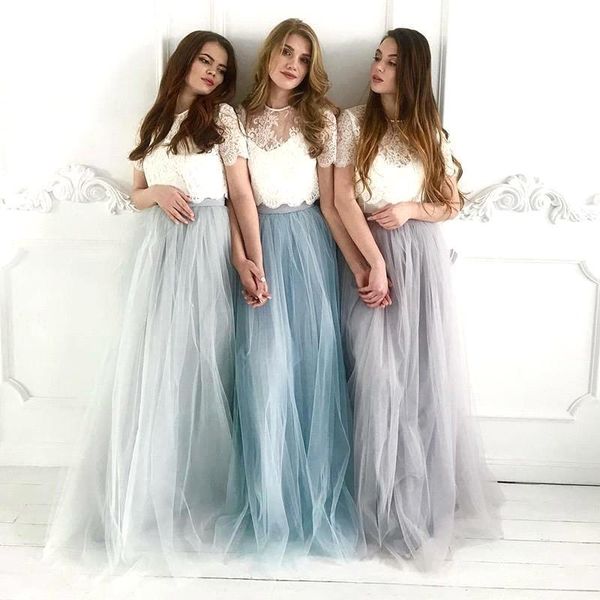 two pieces tulle long boho bridesmaid dresses 2020 lace long beach maid of honor gowns wedding guest dresses bm1958, White;pink
two pieces tulle long boho bridesmaid dresses 2020 lace long beach maid of honor gowns wedding guest dresses bm1958, White;pink