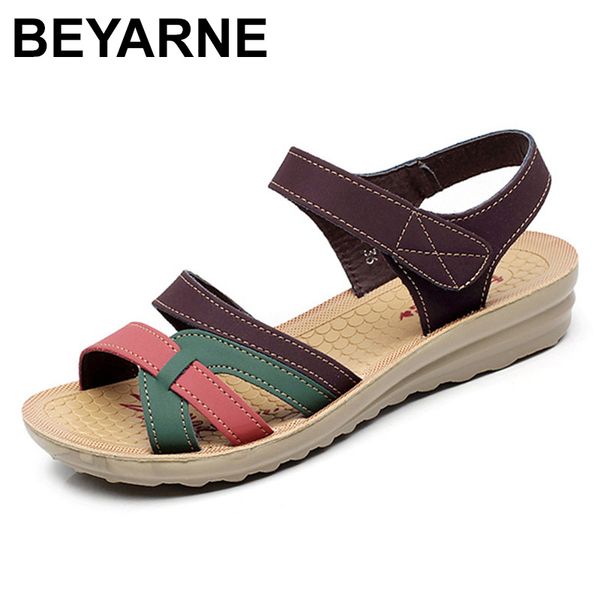 beyarne mother sandals soft leather large size flat sandals summer casual comfortable non - slip in the elderly women 's shoes, Black
beyarne mother sandals soft leather large size flat sandals summer casual comfortable non - slip in the elderly women 's shoes, Black