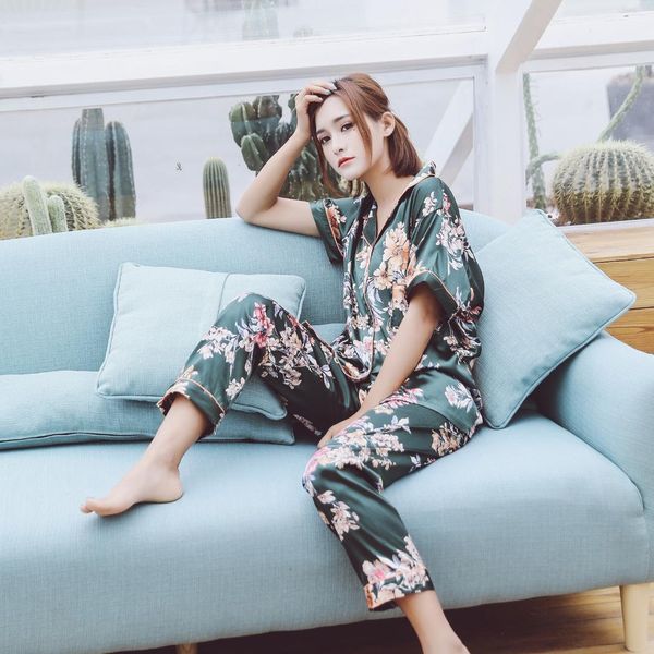 2019 new spring summer satin sleepwear short sleeve women pajama sets with pants flower print elegant pijama nightsuits pyjama, Black;red
2019 new spring summer satin sleepwear short sleeve women pajama sets with pants flower print elegant pijama nightsuits pyjama, Black;red