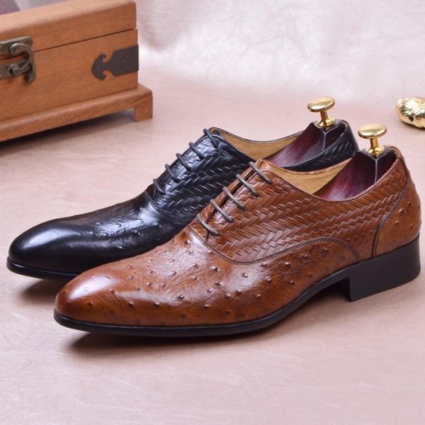 pointed toe man party oxford shoes ostrich pattern genuine leather formal dress wedding men's weave flats ss560, Black
pointed toe man party oxford shoes ostrich pattern genuine leather formal dress wedding men's weave flats ss560, Black