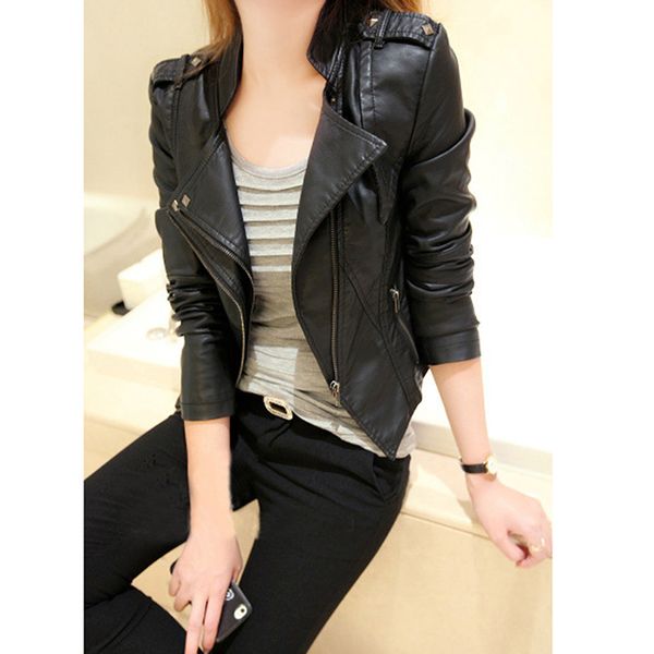 classic black pu leather jacket women cool slim short motorcycle jackets ladies autumn zipper coat basic outerwear top
classic black pu leather jacket women cool slim short motorcycle jackets ladies autumn zipper coat basic outerwear top