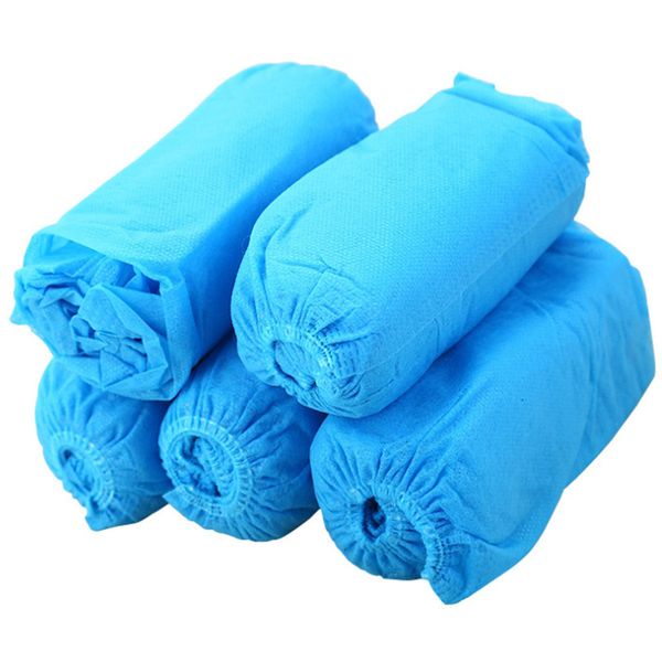 asds-300 pcs disposable shoe covers indoor cleaning floor non-woven fabric overshoes, White;pink