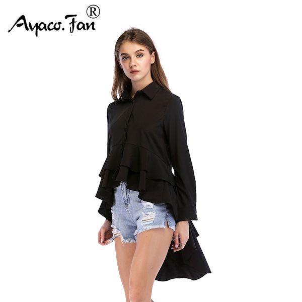 cascading ruffle shirts women 2019 spring autumn new fashion cute lapel patchwork female long sleeve high low black blouses
cascading ruffle shirts women 2019 spring autumn new fashion cute lapel patchwork female long sleeve high low black blouses