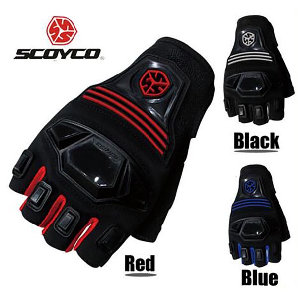 

scoyco mc24d bicycle gloves motorcycle motocross half finger racing mitts protective rubber shell gloves, Black