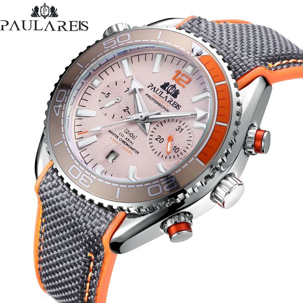 men automatic self wind mechanical canvas rubber strap bond 007 style orange blue red multifunction date month watch, Slivery;brown
men automatic self wind mechanical canvas rubber strap bond 007 style orange blue red multifunction date month watch, Slivery;brown