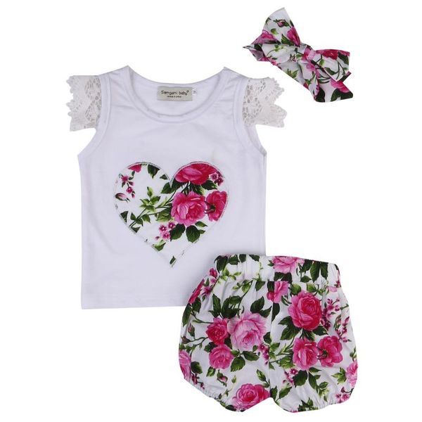 0-3years kids baby girl summer outfits set lace vest+shorts pants+headband toddler infant girls 3pcs floral clothes set, White
0-3years kids baby girl summer outfits set lace vest+shorts pants+headband toddler infant girls 3pcs floral clothes set, White