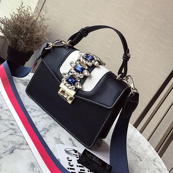5 colors diamond panelled wide straps shoulder messenger bags women purse and handbags