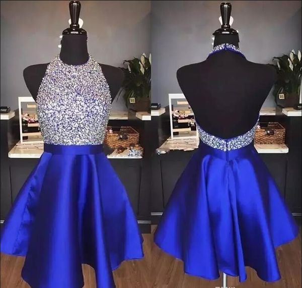 2019 royal blue sparkly homecoming dresses a line hater backless bead short cocktail party dress for prom gown abiti da ballo custom made, Black
2019 royal blue sparkly homecoming dresses a line hater backless bead short cocktail party dress for prom gown abiti da ballo custom made, Black