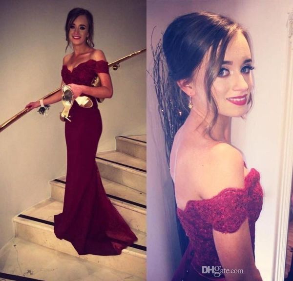new burgundy mermaid off shoulder lace bodice cap sleeves formal evening dresses backless bridesmaid evening gowns prom dresses aw487, Black
new burgundy mermaid off shoulder lace bodice cap sleeves formal evening dresses backless bridesmaid evening gowns prom dresses aw487, Black