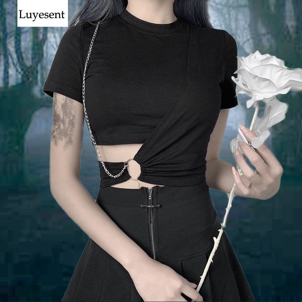 women's t-shirt black dark goth women irregular t-shirts 2021 lady cool chains tight short hollow out summer tshirt gothic punk hipster, White
women's t-shirt black dark goth women irregular t-shirts 2021 lady cool chains tight short hollow out summer tshirt gothic punk hipster, White