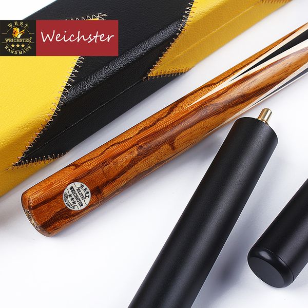 weichster 3/4 jointed handmade ash marble wood snooker cue two models with yellow black case
weichster 3/4 jointed handmade ash marble wood snooker cue two models with yellow black case
