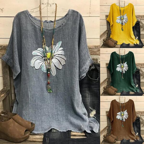 women's blouses & shirts blouse women vintage cotton-blend o-neck short sleeve floral print loose casual summer breathable clothing, White
women's blouses & shirts blouse women vintage cotton-blend o-neck short sleeve floral print loose casual summer breathable clothing, White