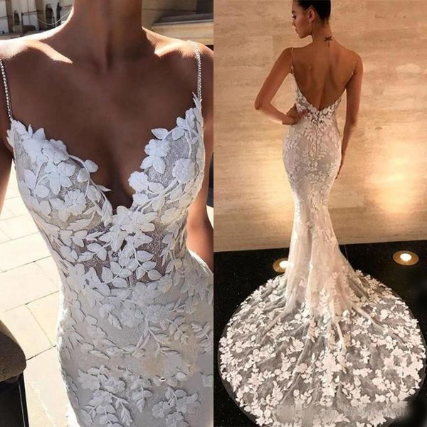 2020 embroidery lace mermaid wedding dresses spaghetti straps beaded backless bridal gowns sleeveless plus size wedding dress, White
2020 embroidery lace mermaid wedding dresses spaghetti straps beaded backless bridal gowns sleeveless plus size wedding dress, White