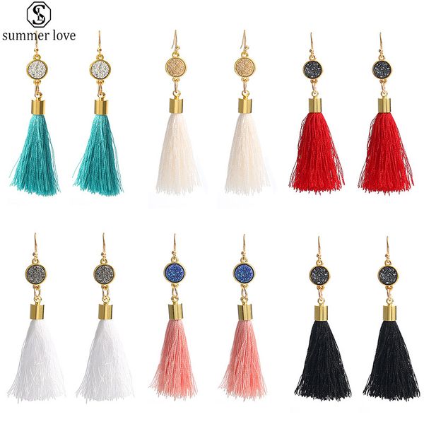 new fashion resin imitation stone pendant dangle earring bohemia ethnic style long tassel earrings for women jewelry colorful gifts-z, Silver
new fashion resin imitation stone pendant dangle earring bohemia ethnic style long tassel earrings for women jewelry colorful gifts-z, Silver