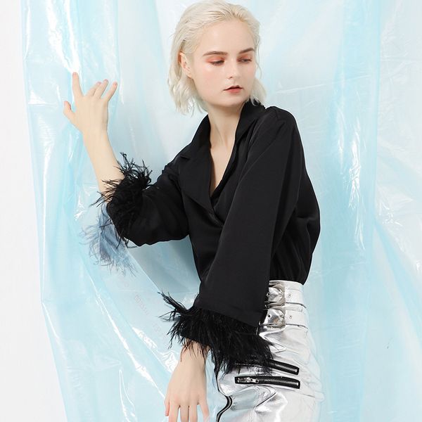 patchwork feathers female black blouses women shirt v neck flare sleeve slim blouse autumn elegant clothes new 45, White
patchwork feathers female black blouses women shirt v neck flare sleeve slim blouse autumn elegant clothes new 45, White