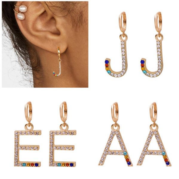european and american style earrings new english lettered colored diamond earrings creative design alloy diamond earrings, Golden
european and american style earrings new english lettered colored diamond earrings creative design alloy diamond earrings, Golden