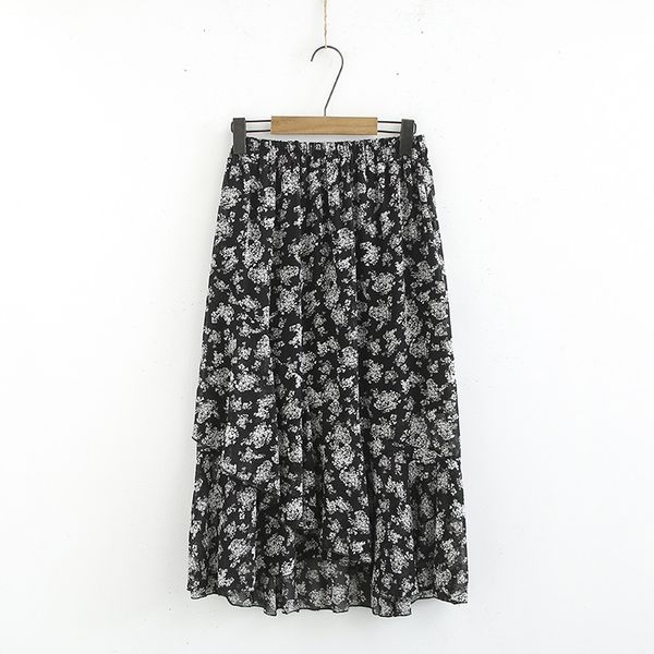2019 plus size women summer clothing fashion casual chiffon floral asymmetry skirts h8-x064, Black
2019 plus size women summer clothing fashion casual chiffon floral asymmetry skirts h8-x064, Black