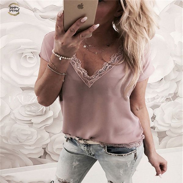 women short mouw losse casual t shirts new 2019 fashion summer ladies v neck tees color edge patchwork t shirt, White
women short mouw losse casual t shirts new 2019 fashion summer ladies v neck tees color edge patchwork t shirt, White