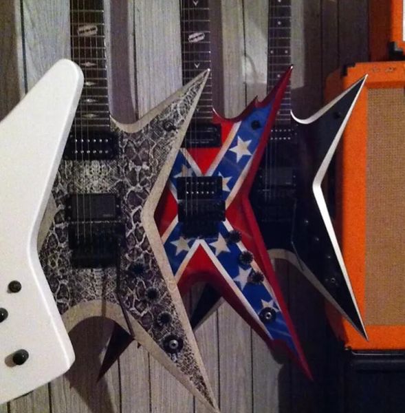 rare shaped guitar wash dime 333 dimebag darrell signature rebel confederate flag red electric guitar floyd rose tremolo, black hardware
rare shaped guitar wash dime 333 dimebag darrell signature rebel confederate flag red electric guitar floyd rose tremolo, black hardware