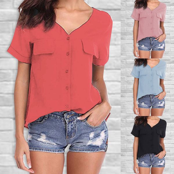 women casual short sleeve v-neck chiffon button shirt vogue t shirt harajuku streetwear poleras de mujer moda vetements, White
women casual short sleeve v-neck chiffon button shirt vogue t shirt harajuku streetwear poleras de mujer moda vetements, White