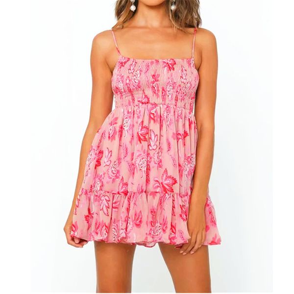 spaghetti strap womens dresses fashion slim floral printed ruffle mini dresses summer womens slash neck dresses, Black;gray 
spaghetti strap womens dresses fashion slim floral printed ruffle mini dresses summer womens slash neck dresses, Black;gray