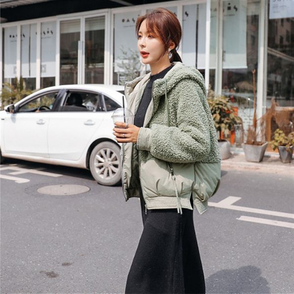 зимняя куртка женщин мода баранина волосы сращивания хлопка парок пальто короткие капюшоном зимнее пальто женские сыпучие толстые теплые кур, Black 
зимняя куртка женщин мода баранина волосы сращивания хлопка парок пальто короткие капюшоном зимнее пальто женские сыпучие толстые теплые кур, Black