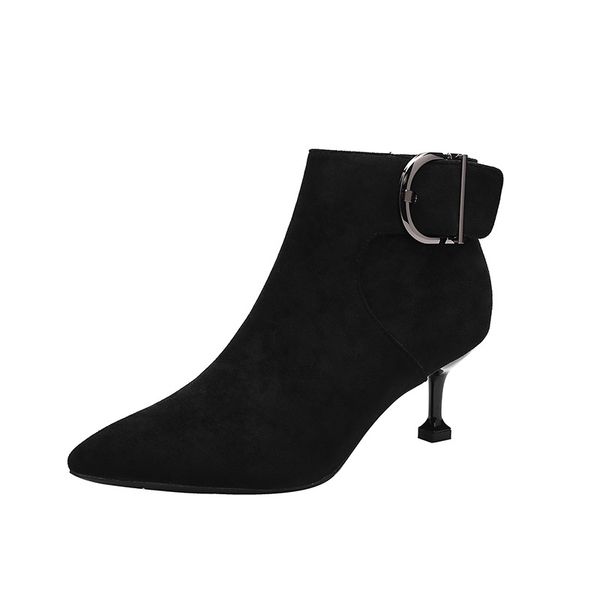 high heel shoes women's thin heeled short boots new style versatile pointed-toe plus velvet, Black
high heel shoes women's thin heeled short boots new style versatile pointed-toe plus velvet, Black